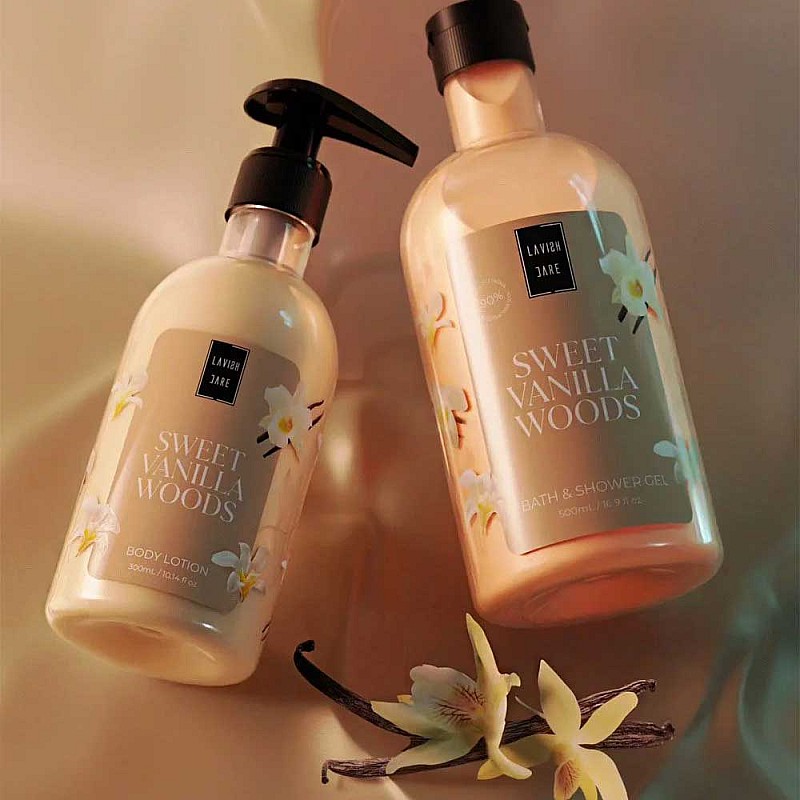 Душ гел с аромат на ванилия и сандалово дърво Lavish Care Sweet Vanilla Woods Body Wash 300ml