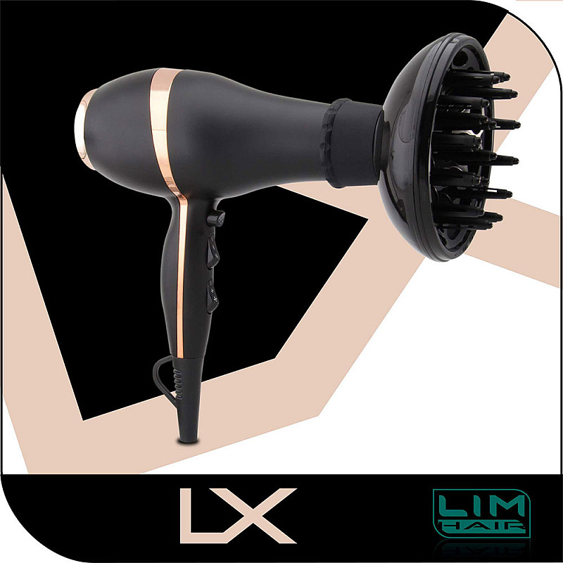 Професионален сешоар с нано сребърна технология черен LimHair Hairdryer LX Black 2000W