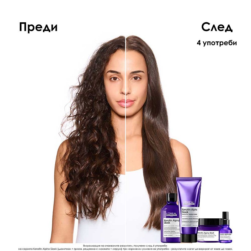 Крем за изглаждане на косата Loreal Keratin Alpha Sleek Smooth Transformer 200ml