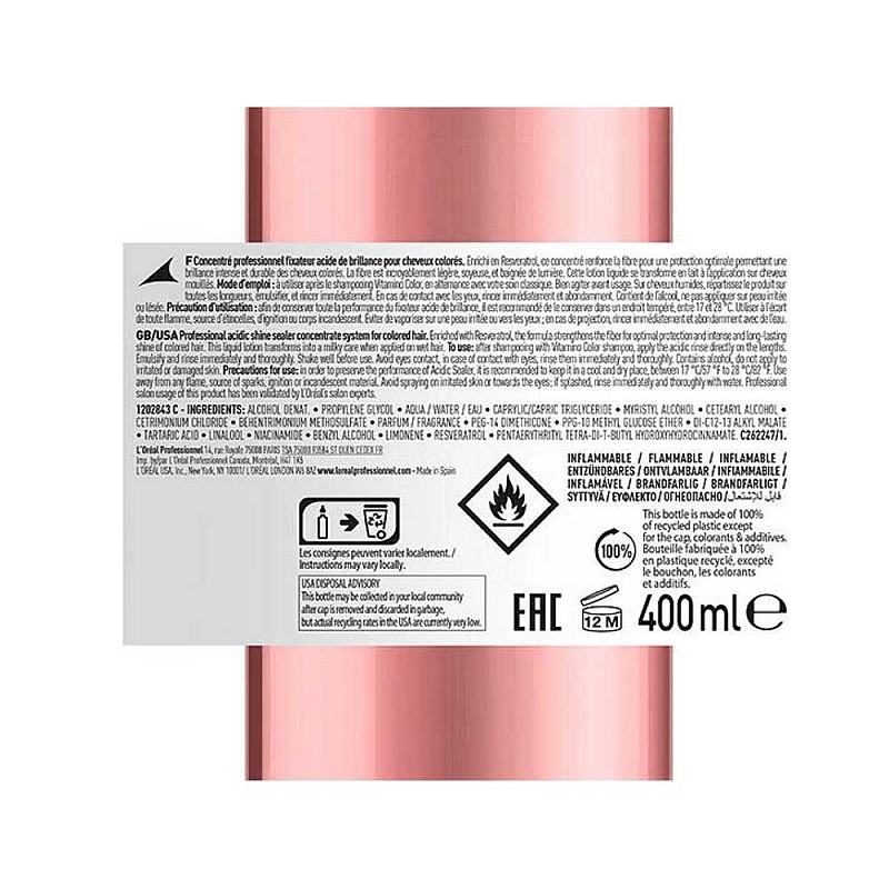 Течна грижа за блясък на боядисана коса Loreal Vitamino Color Liquid Concentrate Sealer 400ml