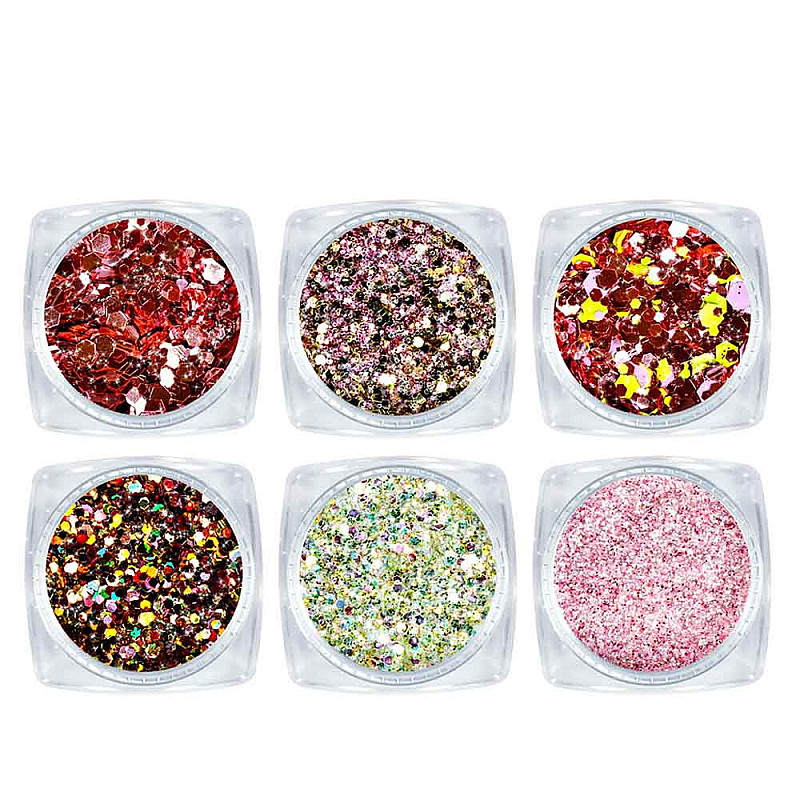 Брокат за нокти 6 нюанса NailArt Jewel Glitter Mix JG04