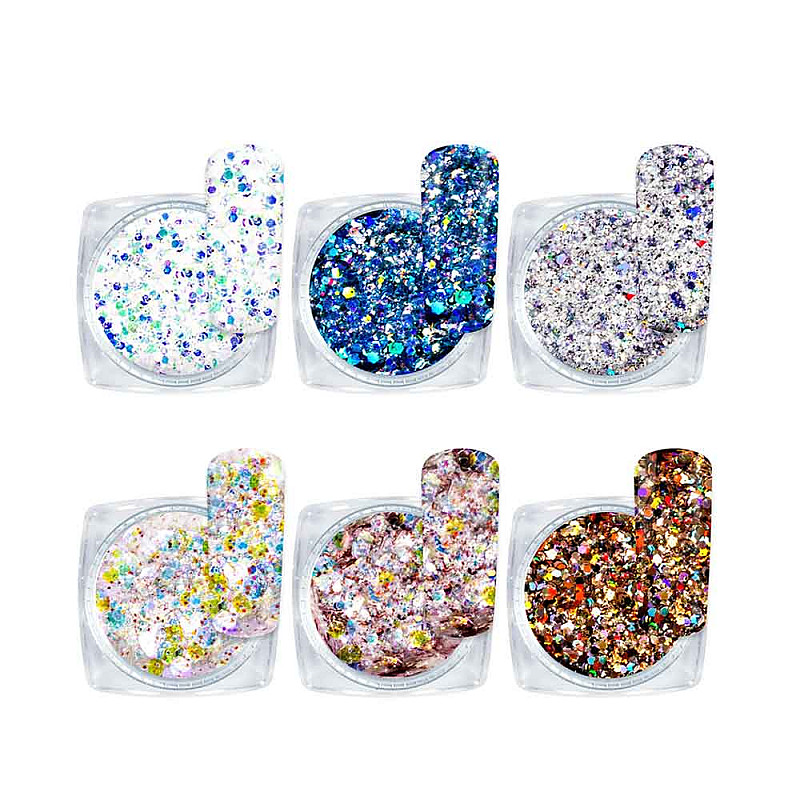 Брокат за нокти 6 нюанса NailArt Jewel Glitter Mix JG01