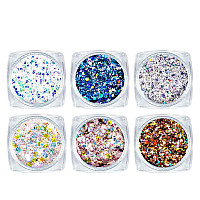 Брокат за нокти 6 нюанса NailArt Jewel Glitter Mix JG01