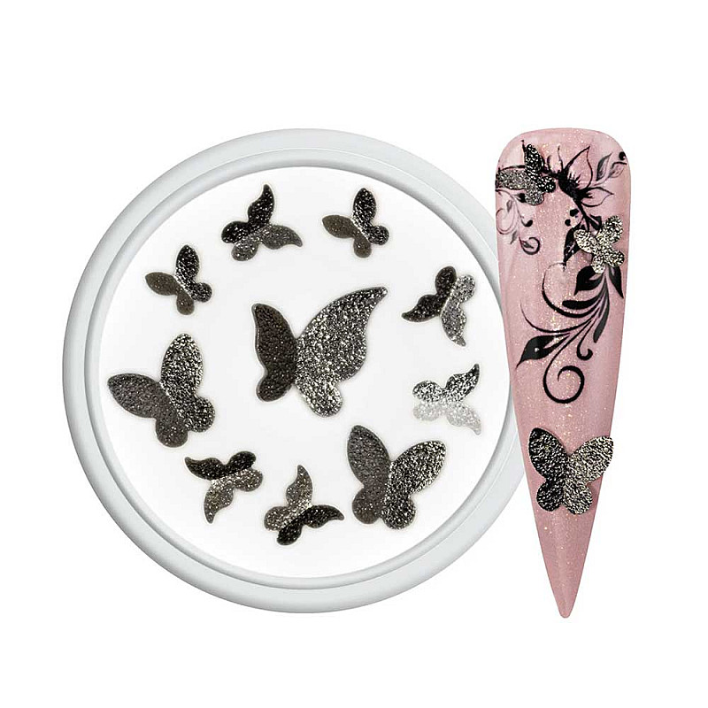 Бижу за нокти черни пеперуди NailArt Overlay 3D Butterfly 