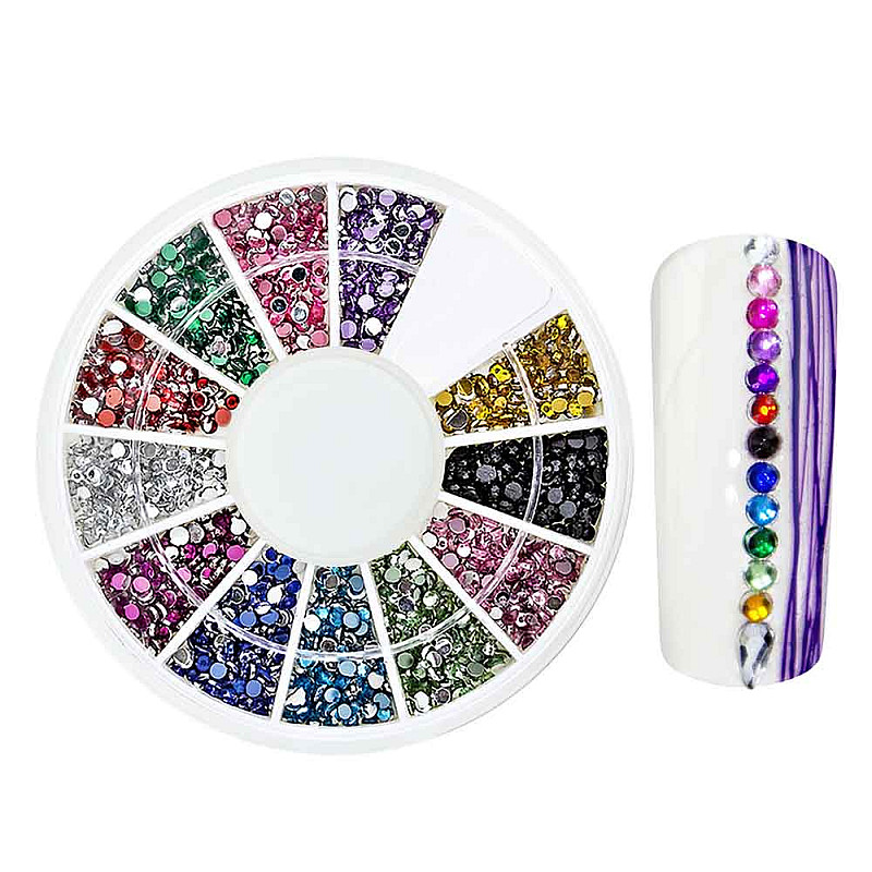 Камъни за нокти 12 цвята RhineStones NailArt WheelBox