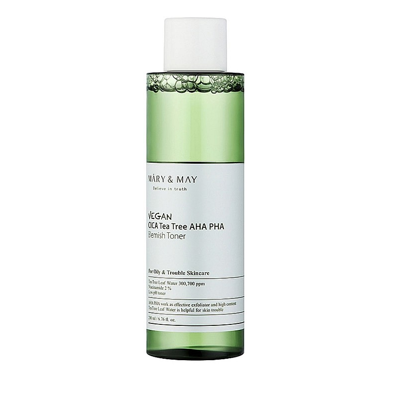 Ексфолиращ тонер за мазна и проблемна кожа Mary&May Cica Tea Tree AHA PHA Toner 200ml