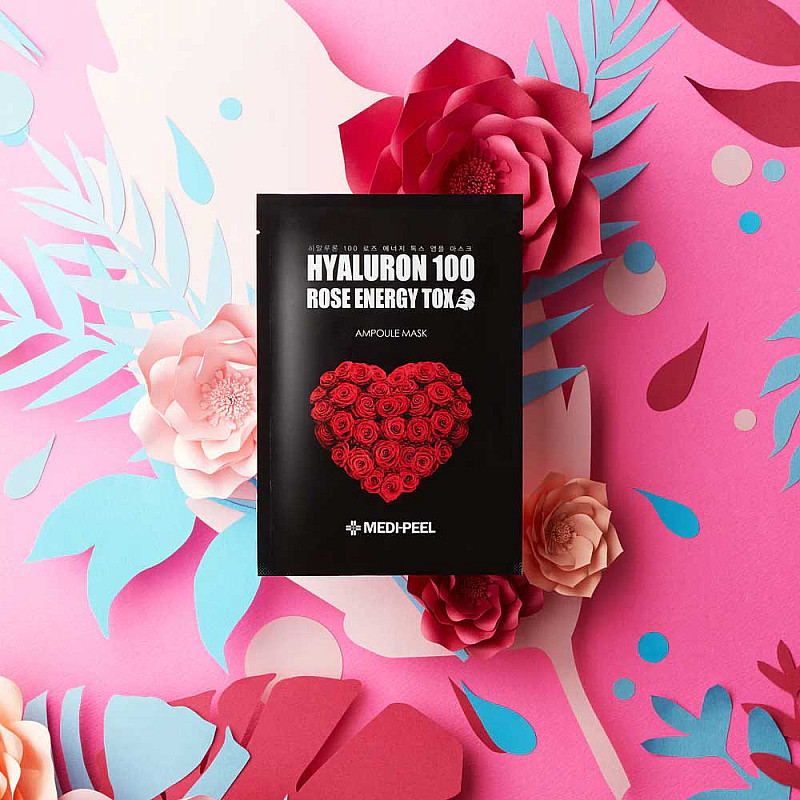 Шийт маска с екстракт от рози Medi-Peel Hyaluron 100 Rose Energy Tox Mask