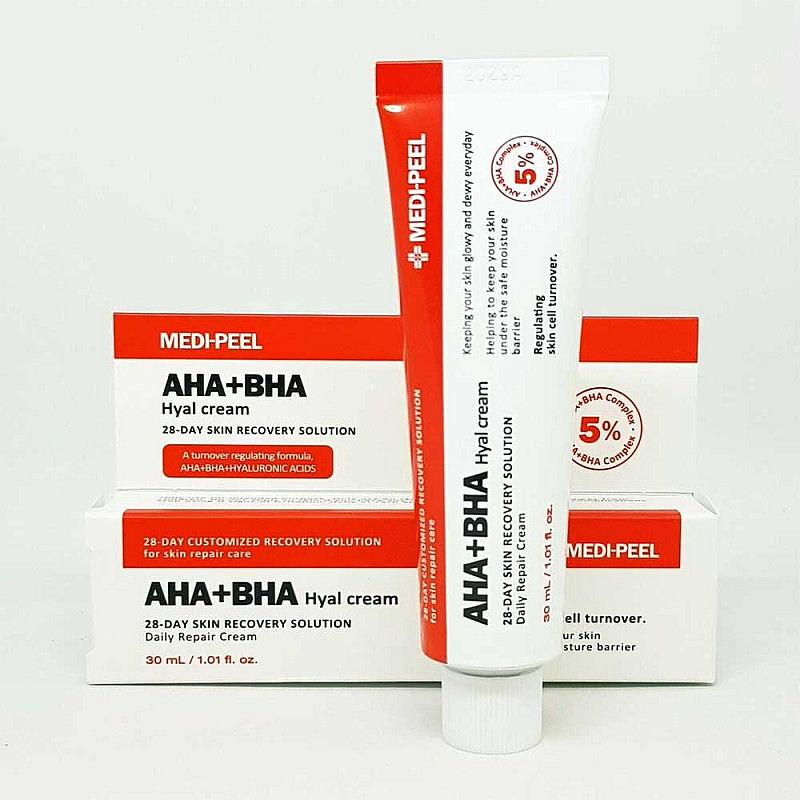 Обновяващ 28 дневен крем Medi-Peel AHA BHA 28 Days Hyal Daily Repair Cream 30ml