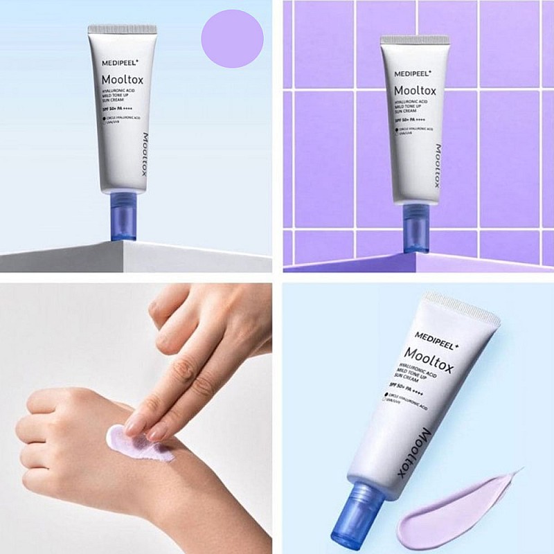 Слънцезащитен крем с хиалурон Medi-Peel Hyaluronic Acid Aqua Mooltox Mild Tone Up Sun Cream SPF 50+ 50ml