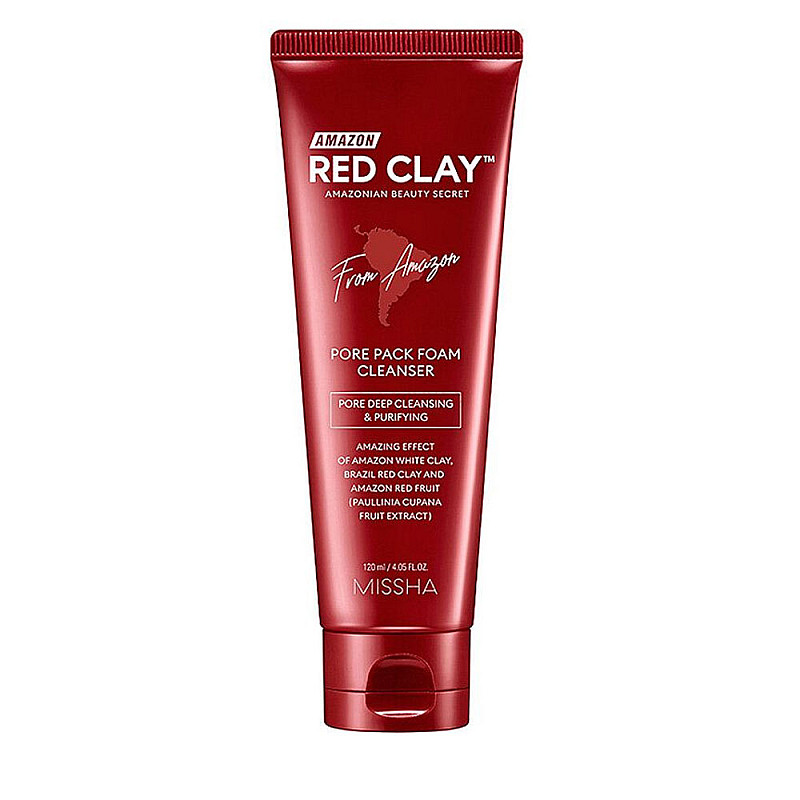 Почистваща пяна за лице за мазна и комбинирана кожа Missha Amazon Red Clay Pore Foam Cleanser 120ml