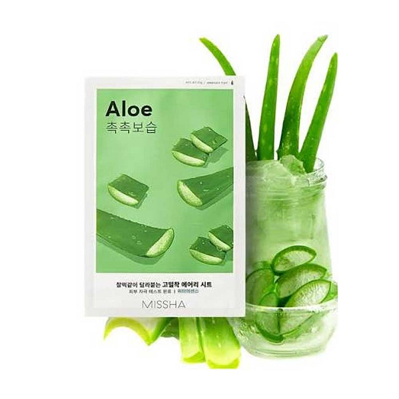 Успокояваща и хидратираща шийт маска с алое MISSHA Airy Fit Sheet Mask Aloe Sheet 1pcs