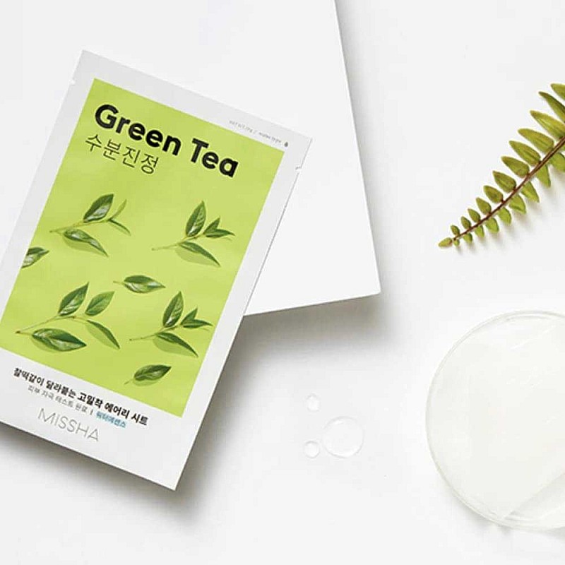 Успокояваща шийт маска със зелен чай за свежа и хидратирана кожа Missha Airy Fit Sheet Mask Green Tea