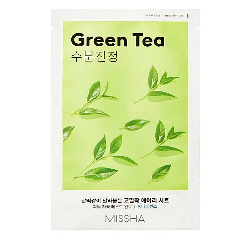 Успокояваща шийт маска със зелен чай за свежа и хидратирана кожа Missha Airy Fit Sheet Mask Green Tea