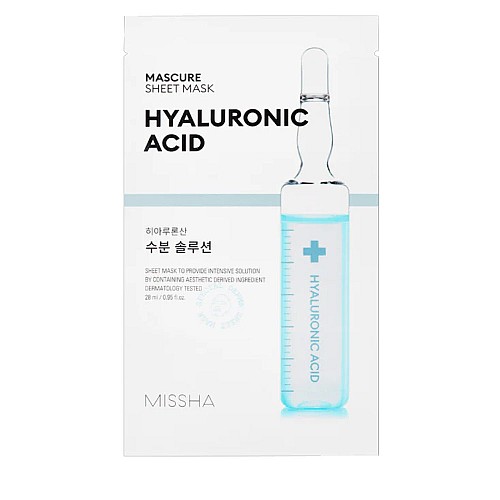 Шийт маска с хиалуронова киселина за хидратация Missha Mascure Hydra Solution Sheet Mask Hyaluronic Acid