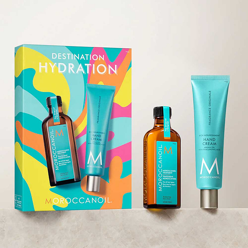 Лимитиран сет за хидратация с олио и крем за ръце Moroccanoil Destination Hydration 