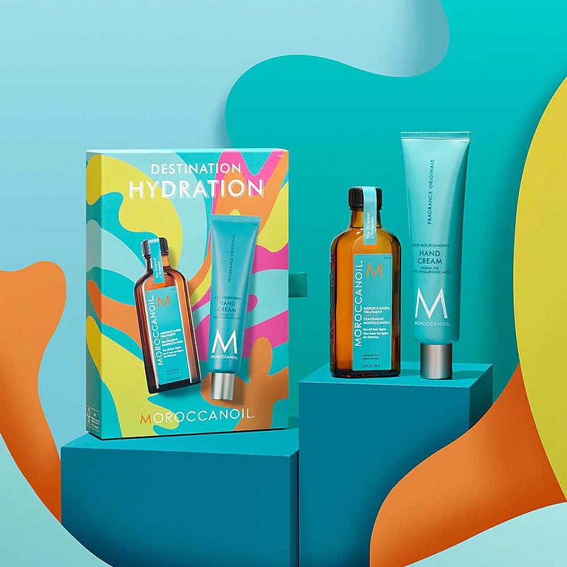 Лимитиран сет за хидратация с олио и крем за ръце Moroccanoil Destination Hydration 