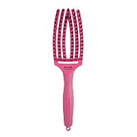 Четка за коса комбинирана с естествен косъм Olivia Garden Fingerbrush Hot Pink