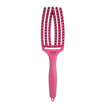 Четка за коса комбинирана с естествен косъм Olivia Garden Fingerbrush Hot Pink