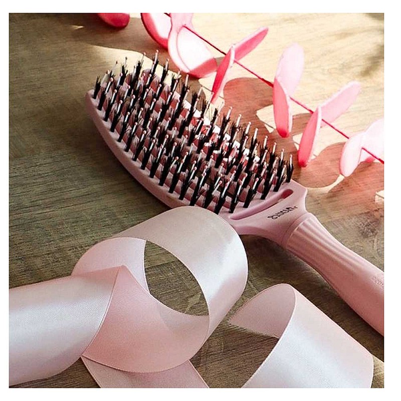 Четка за коса комбинирана с естествен косъм Olivia Garden Fingerbrush pink