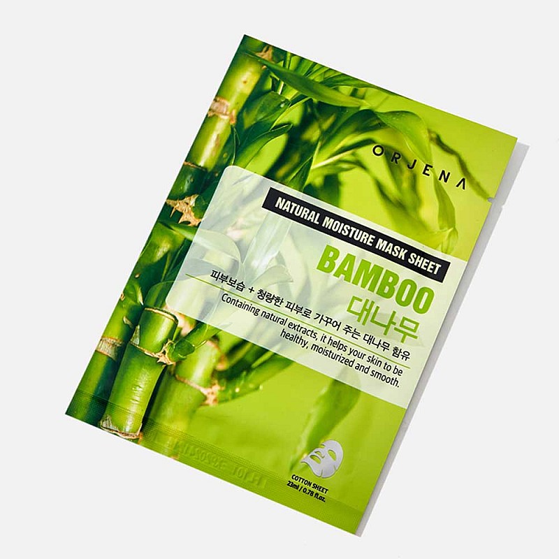 Успокояваща шийт маска с екстракт от Бамбук Авокадо Orjena Natural Bamboo Sheet Mask