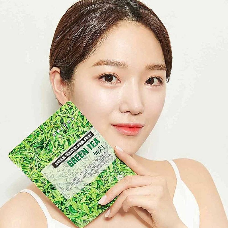 Успокояваща шийт маска със зелен чай Orjena Natural Moisture Green Tea Mask Sheet