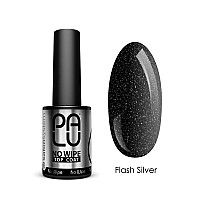 Топ гел гел лак със сребърни частици Palu Top No Wipe with Flash Silver glitter 11g