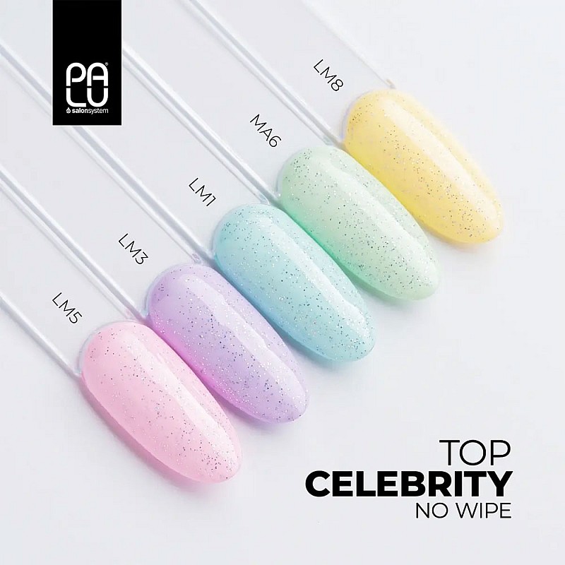 Топ лак със сребърни холограмни частици Palu Top No Wipe Celebrity 11g