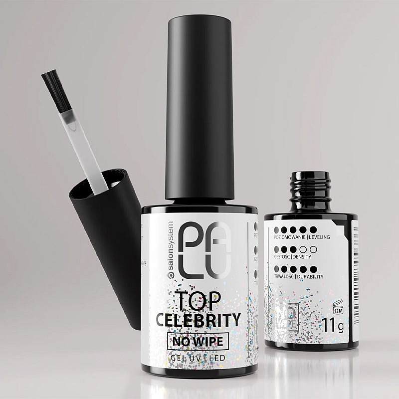 Топ лак със сребърни холограмни частици Palu Top No Wipe Celebrity 11g