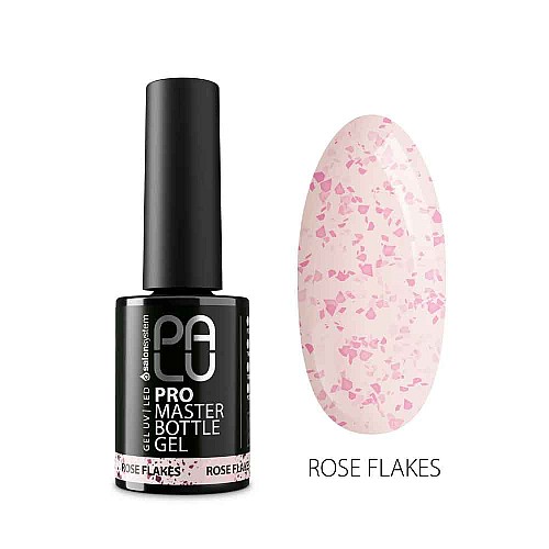 Гел в бутилка розов с частици Palu Pro Master Bottle Gel Rose Flakes 11g