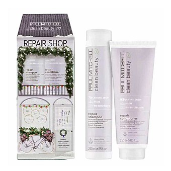 Възстановяващ комплект за суха и изтощена коса Paul Mitchell Clean Beauty Repair X-Mas Duo