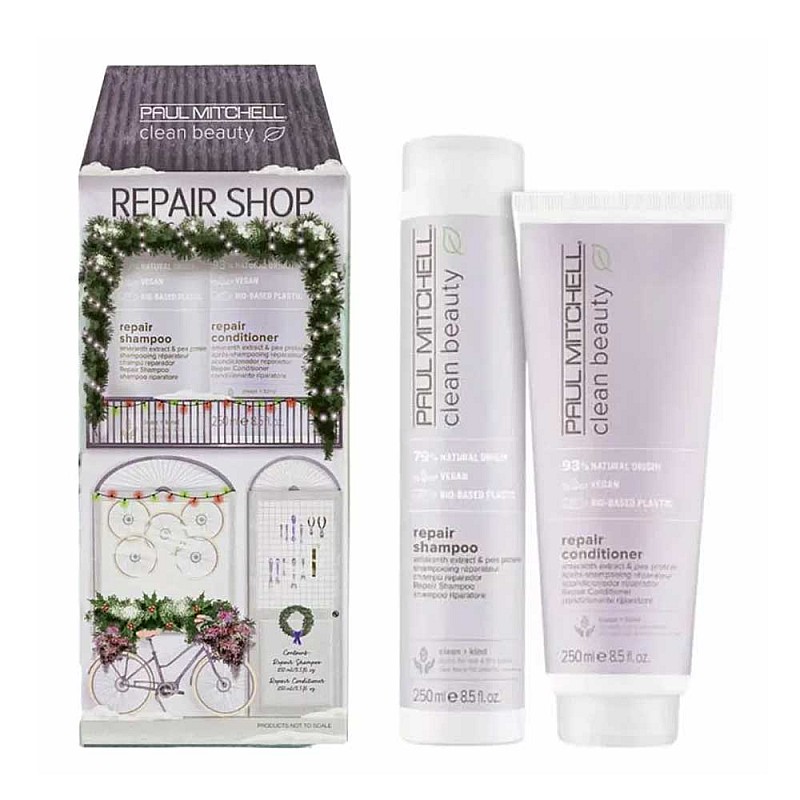 Възстановяващ комплект за суха и изтощена коса Paul Mitchell Clean Beauty Repair X-Mas Duo