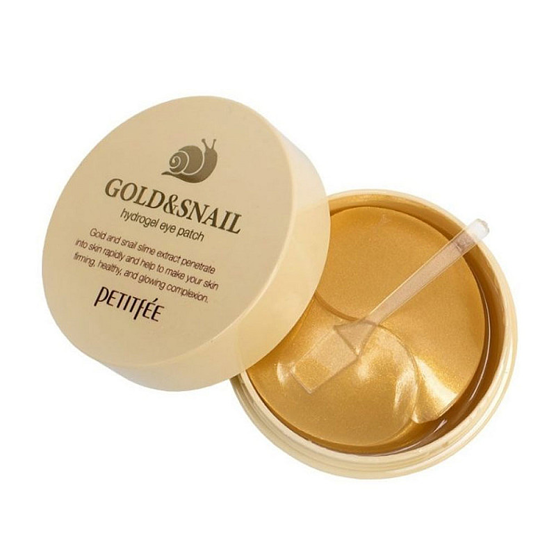 Пачове за очи със злато и есенция от охлюв Petitfee Gold & Snail Hydrogel Eye Patch 60pcs