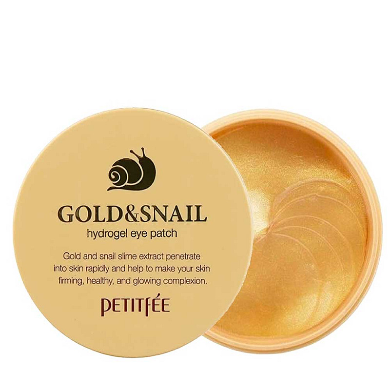 Пачове за очи със злато и есенция от охлюв Petitfee Gold & Snail Hydrogel Eye Patch 60pcs