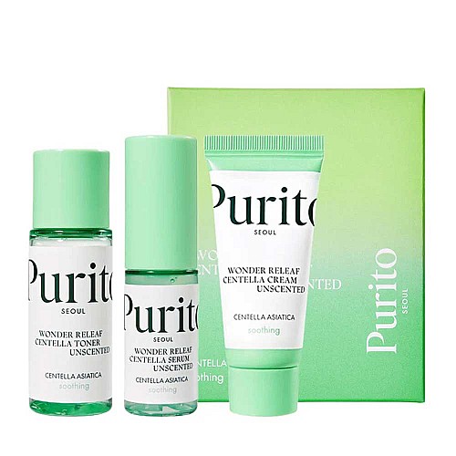 Мини комплект за хидратирана и успокоена кожа Purito Wonder Releaf Centella Mini Kit Unscented