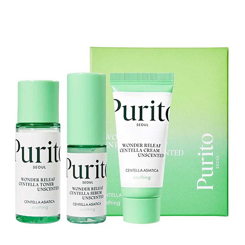 Мини комплект за хидратирана и успокоена кожа Purito Wonder Releaf Centella Mini Kit Unscented