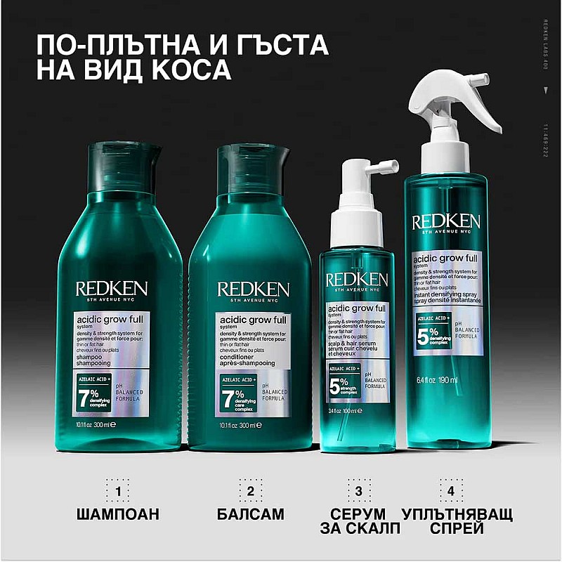 Спрей за уплътняване и термозащита на косата Redken Acidic Grow Full Hair Spray 190ml