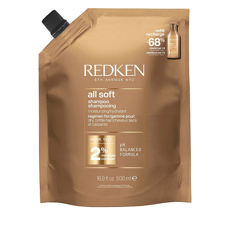 Шампоан за суха и изтощена коса Redken All Soft Shampoo Refill 500ml