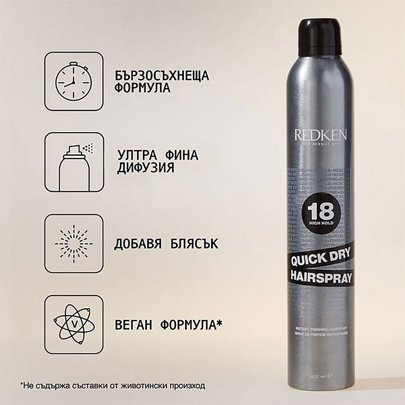 Лак за коса със силна фиксация Redken Quick Dry Hair Spray 18 400ml