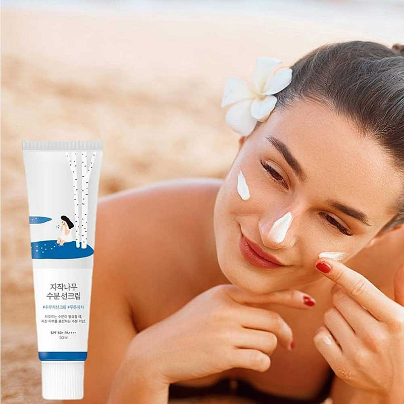 Слънцезащитен крем с хиалуронова киселина Round Lab SPF50+ Birch Juice Moisturizing Sun Cream 80ml