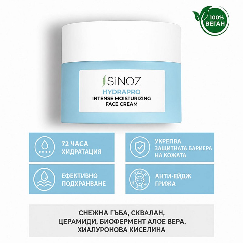 Интензивен хидратиращ крем за лице Sinoz Hydrapro Intense Moisturizing Face Cream 50ml