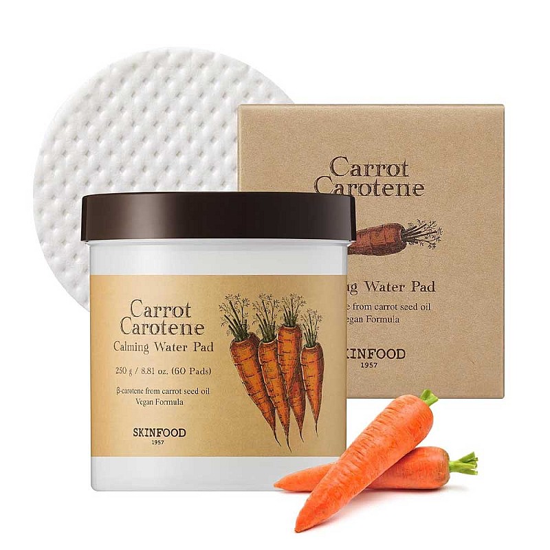 Успокояващи падове за лице с екстракт от морков Skinfood Carrot Carotene Calming Water Pad 60бр