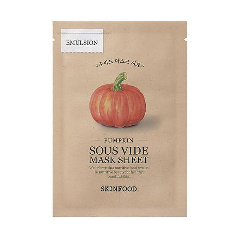 Шийт маска богата на антиоксиданти с екстракт от тиква Skinfood Pumpkin Sous Vide Mask Sheet