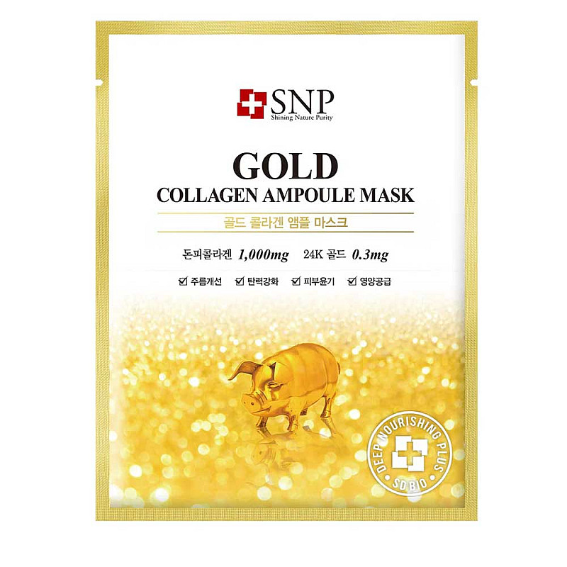 Шийт маска със злато и колаген SNP Gold Collagen Ampoule Mask 25ml