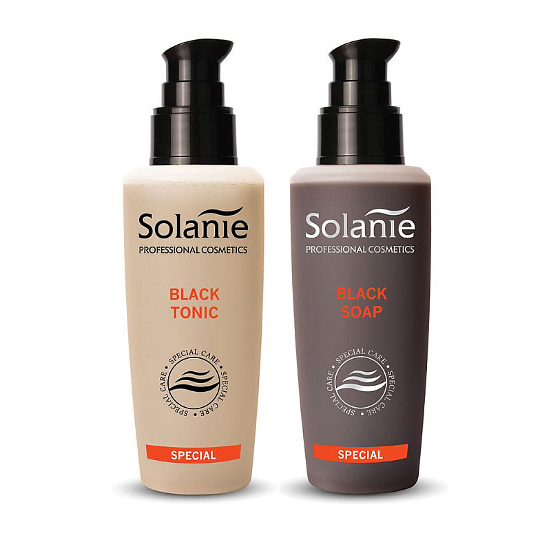 Комплект почистване на за мазна и акнеична кожа Solanie Black 2x125ml