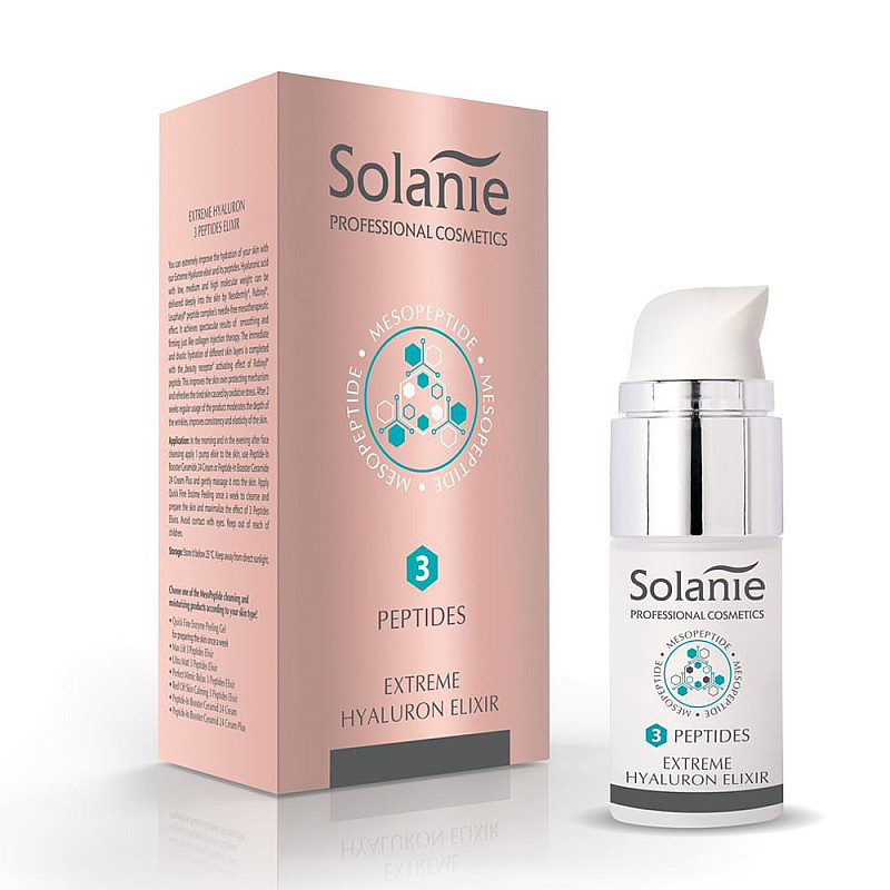 Еликсир за дълбока хидратация с 3 пептиди и хиалурон Solanie Extreme 15ml