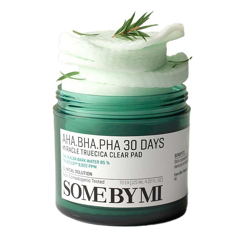 Ексфолиращи тампони за запушени пори и черни точки Some By Mi AHA BHA PHA Truecica Clear Pad 70бр