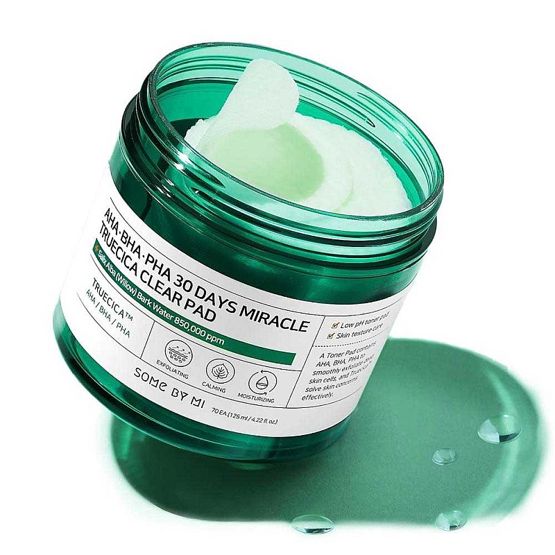 Ексфолиращи тампони за запушени пори и черни точки Some By Mi AHA BHA PHA Truecica Clear Pad 70бр