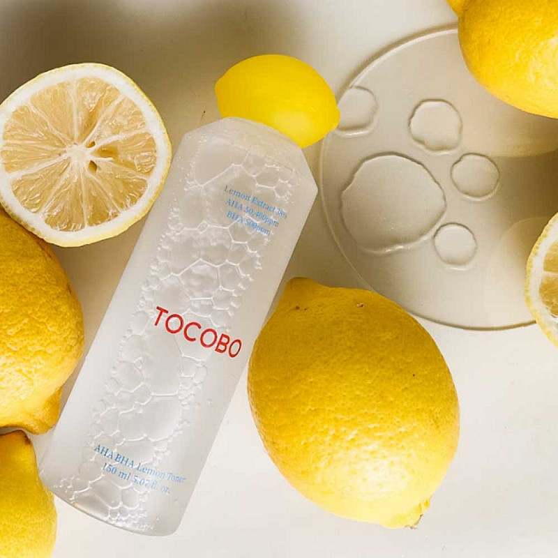 Ексфолиращ тонер за сияйна кожа с лимонов екстракт Tocobo AHA BHA Lemon Toner 150mL