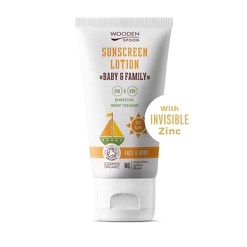 Био слънцезащитен лосион SPF 30 Wooden Spoon Gentle Sunscreen Lotion 150ml