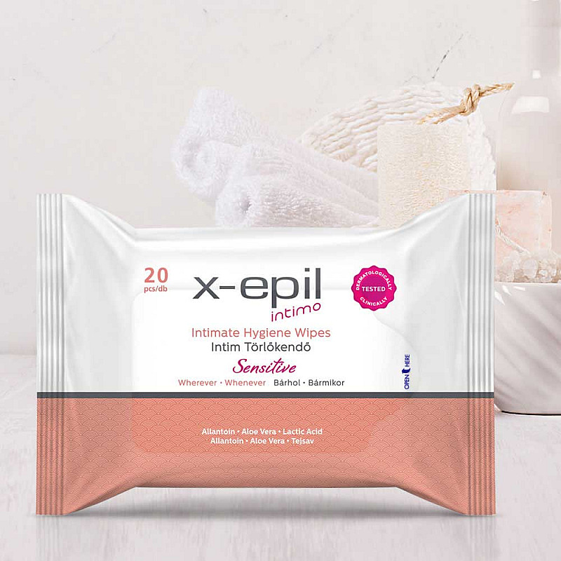 Интимни кърпички за чувствителна кожа X-Epil Intimo Intimate hygiene wipes 20pcs